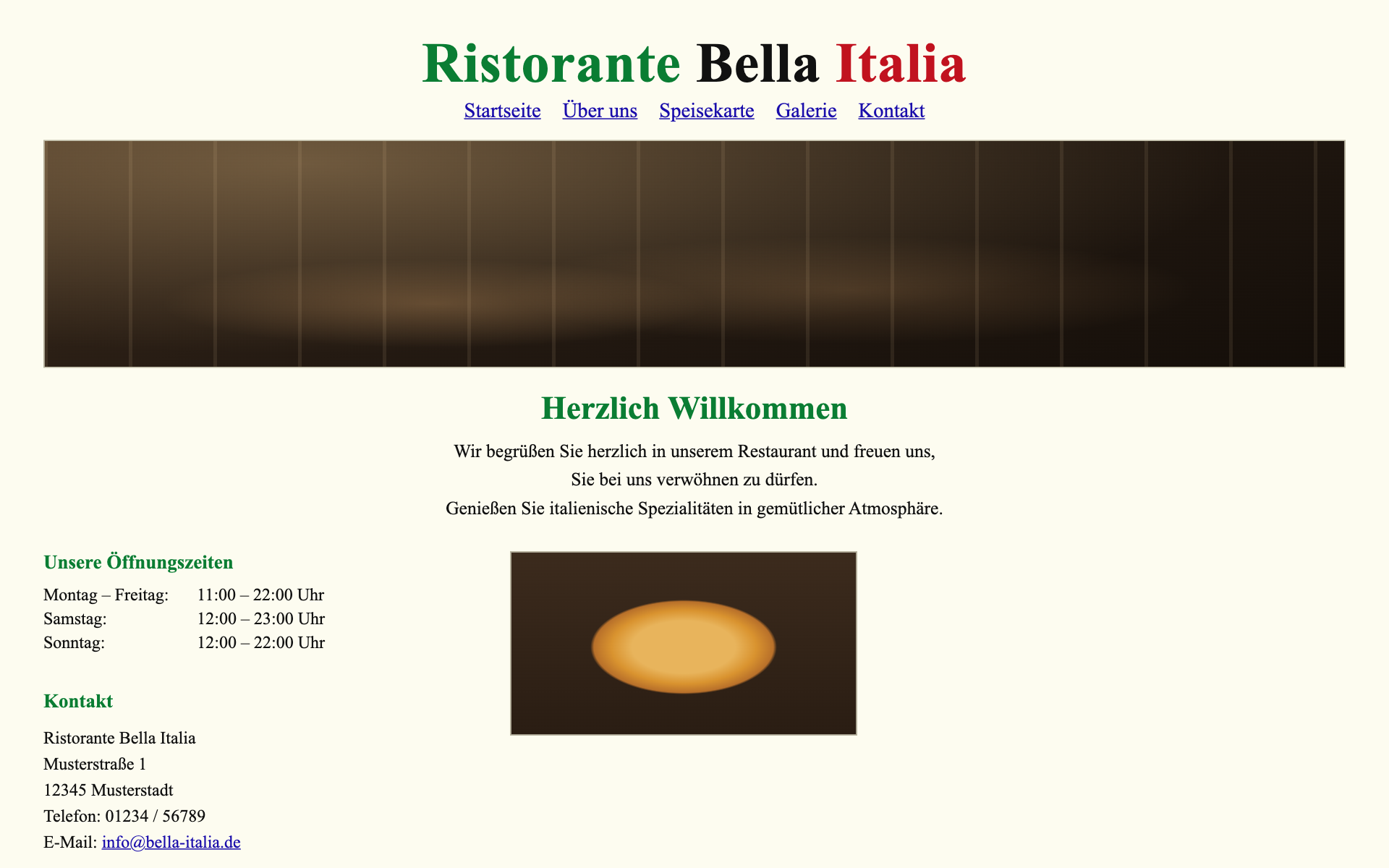 Beispiel einer veralteten Restaurant-Website